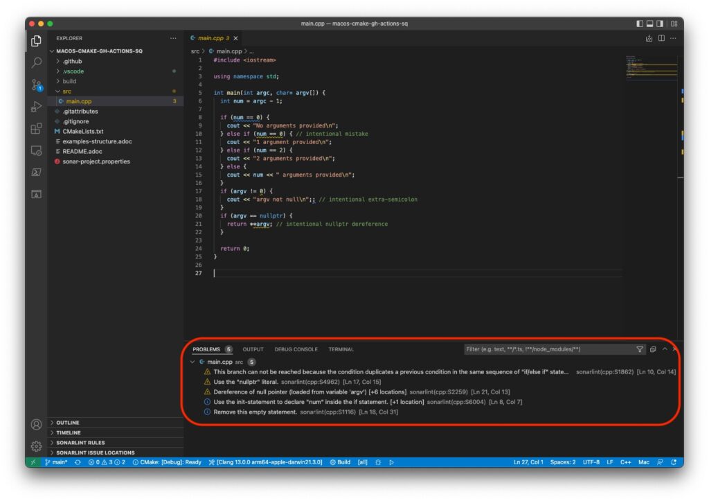 SonarQube for IDE（旧SonarLint）を用いてVS CodeでSASTを実行している様子